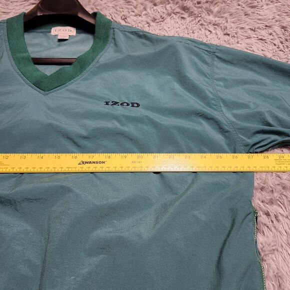 Vintage Izod Pullover Golf Jacket Mens Large Nylon V‎ Neck Ribbed Pockets 90s - Picture 8 of 12